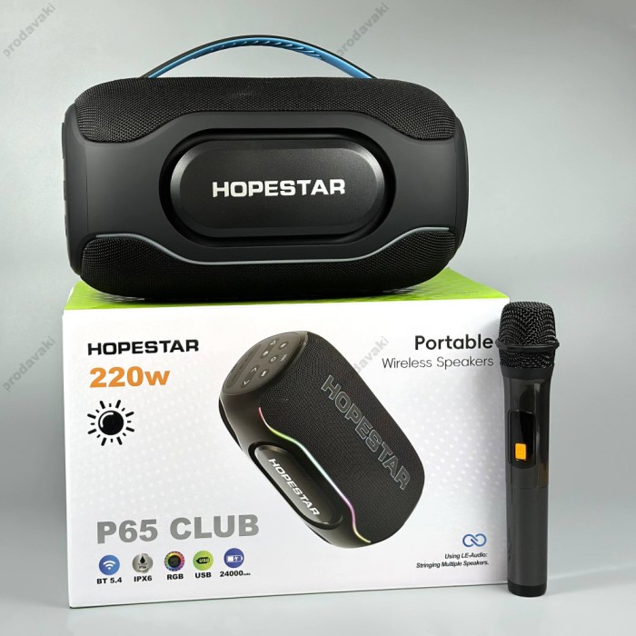 Портативна колонка Bluetooth Hopestar P65 Club з мікрофоном 220W Black